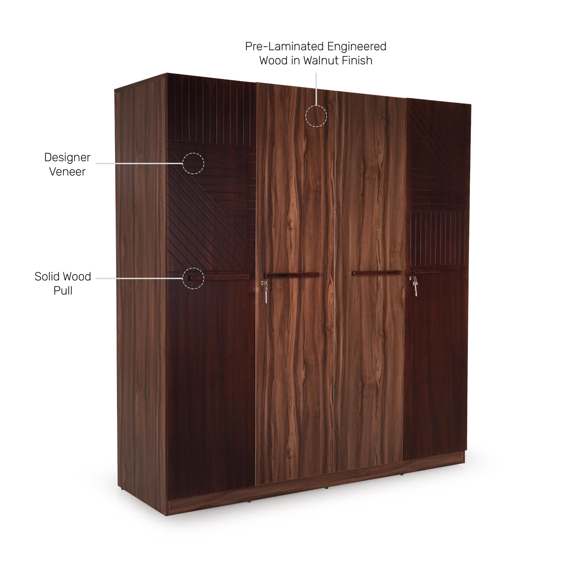The Roma 4-Door Wardrobe in Walnut Veneer