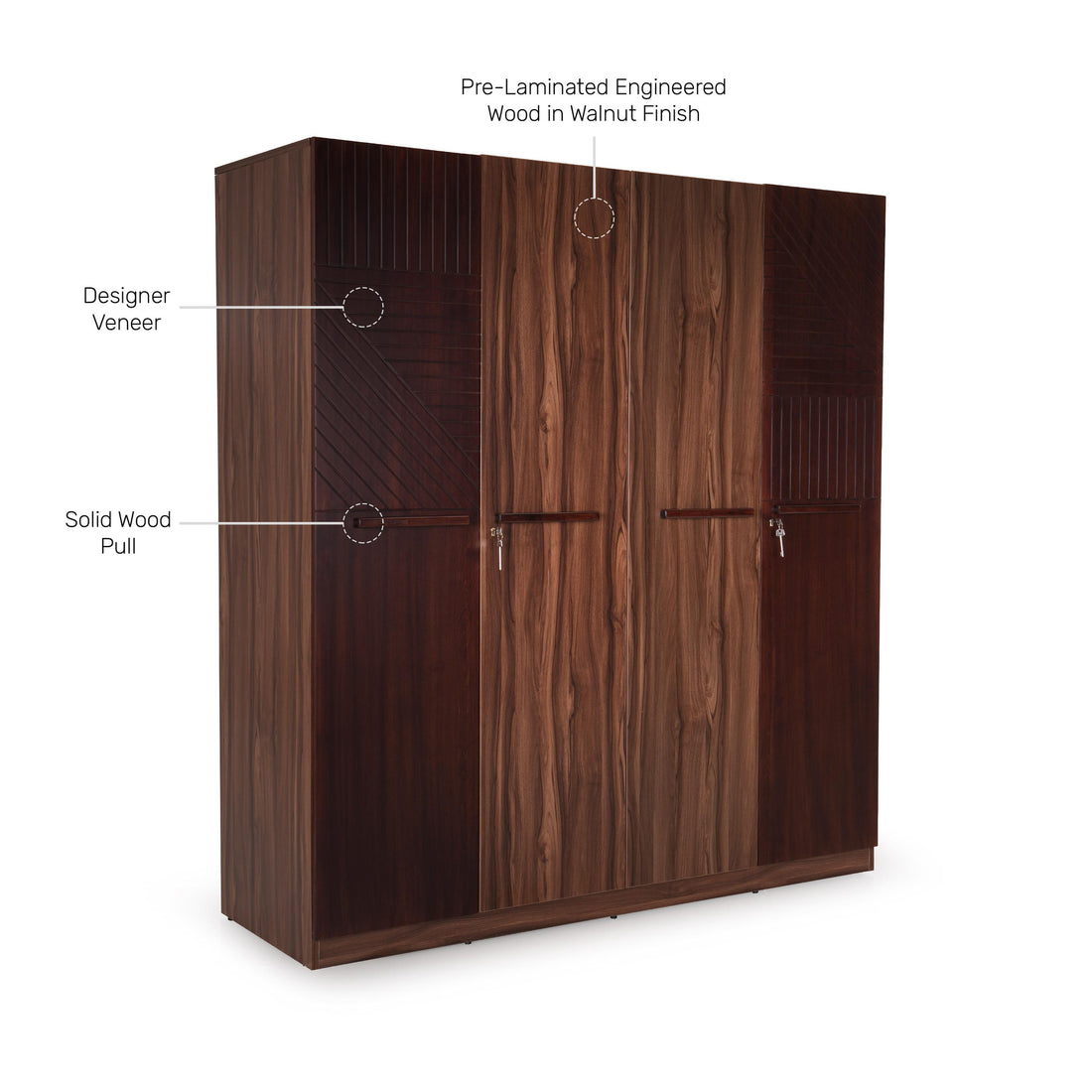 The Roma 4-Door Wardrobe in Walnut Veneer