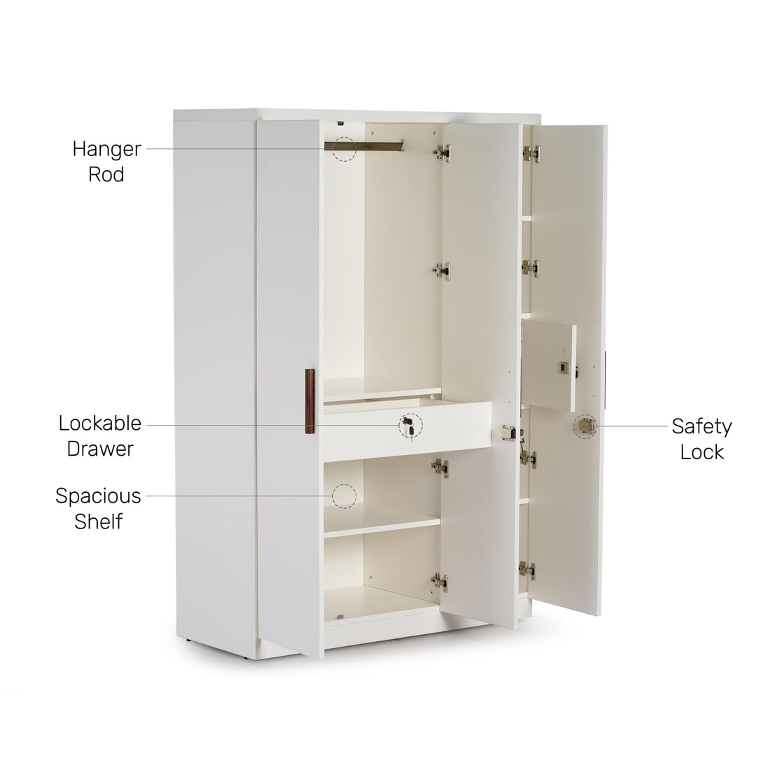 The Alabaster 3-Door Wardrobe in Frosty White