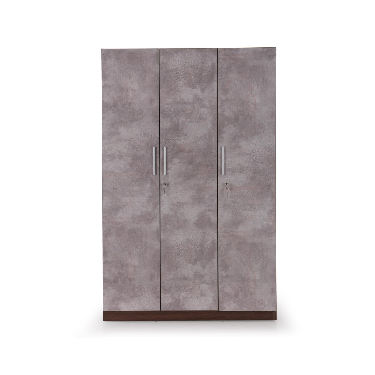 The Claudia 3-Door Wardrobe in Textured Greige & Acacia