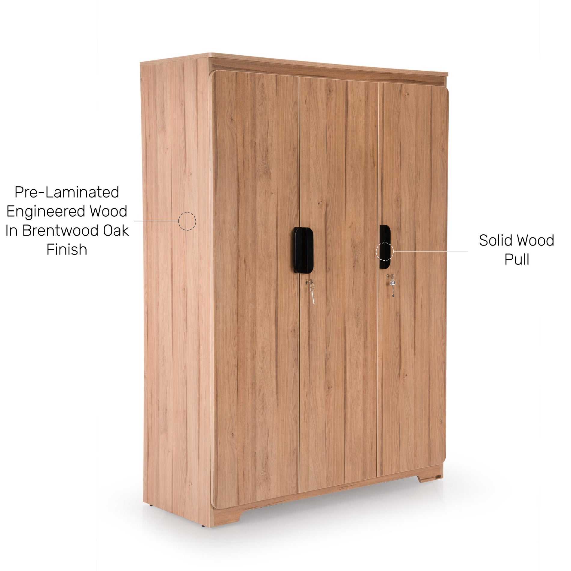 The Vienta 3-Door Wardrobe in Brentwood Oak