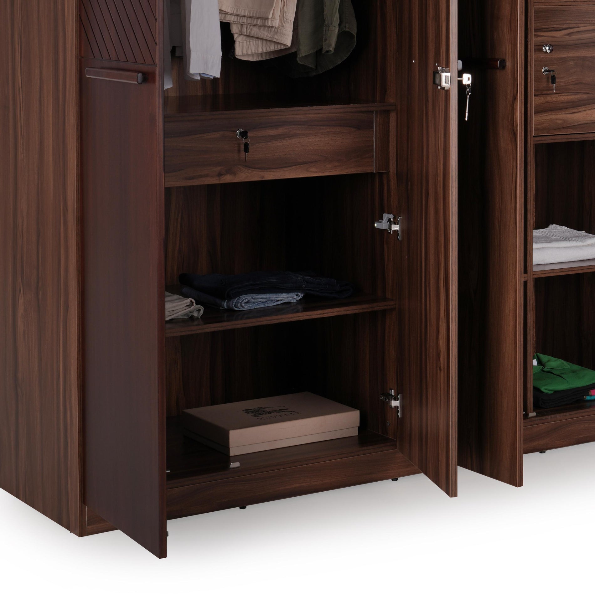 The Roma 4-Door Wardrobe in Walnut Veneer