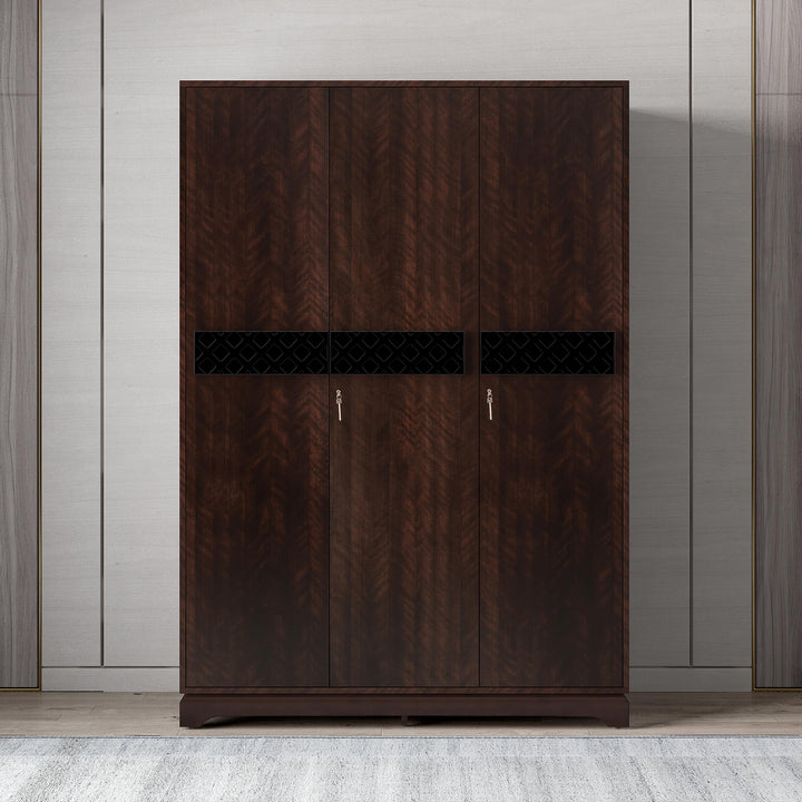 The Lattice 3-Door Wardrobe in Omaha Cherry
