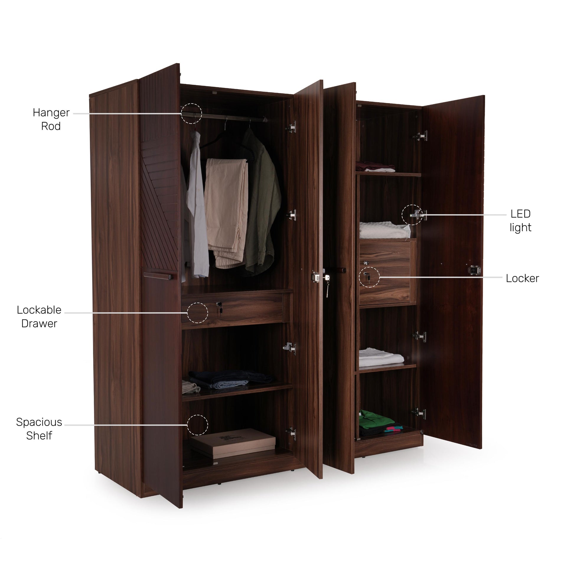 The Roma 4-Door Wardrobe in Walnut Veneer
