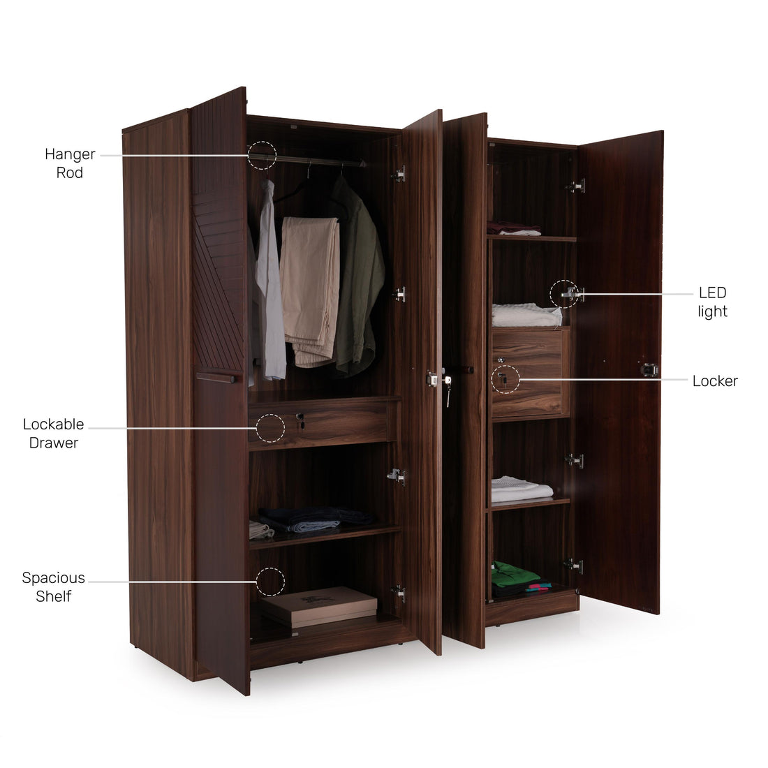 The Roma 4-Door Wardrobe in Walnut Veneer