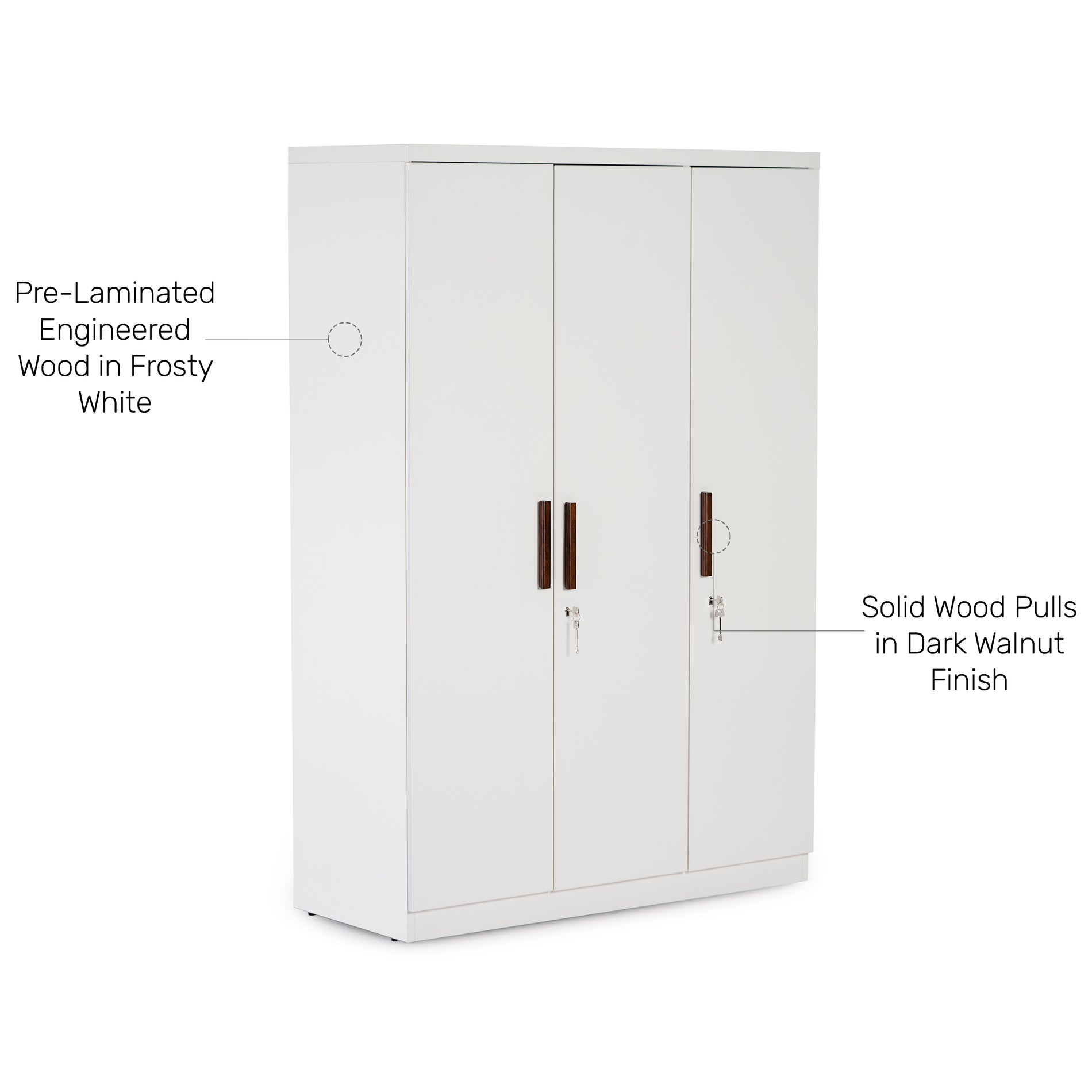 The Alabaster 3-Door Wardrobe in Frosty White