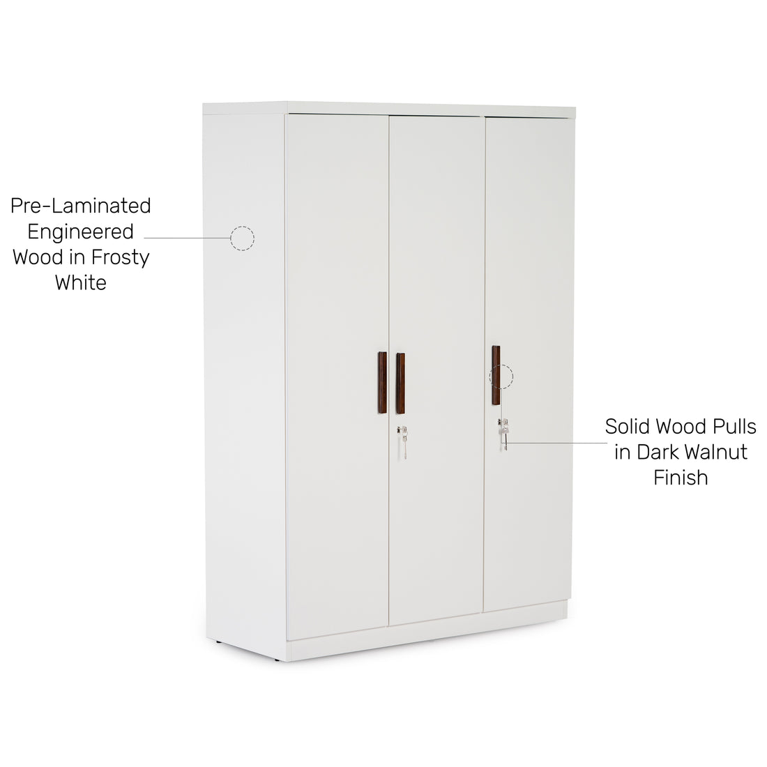 The Alabaster 3-Door Wardrobe in Frosty White