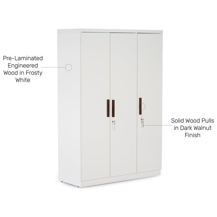 The Alabaster 3-Door Wardrobe in Frosty White