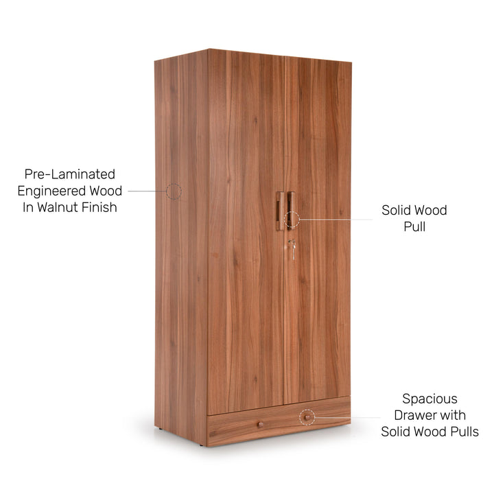 The Alister 2-Door Wardrobe with Gallery Drawer