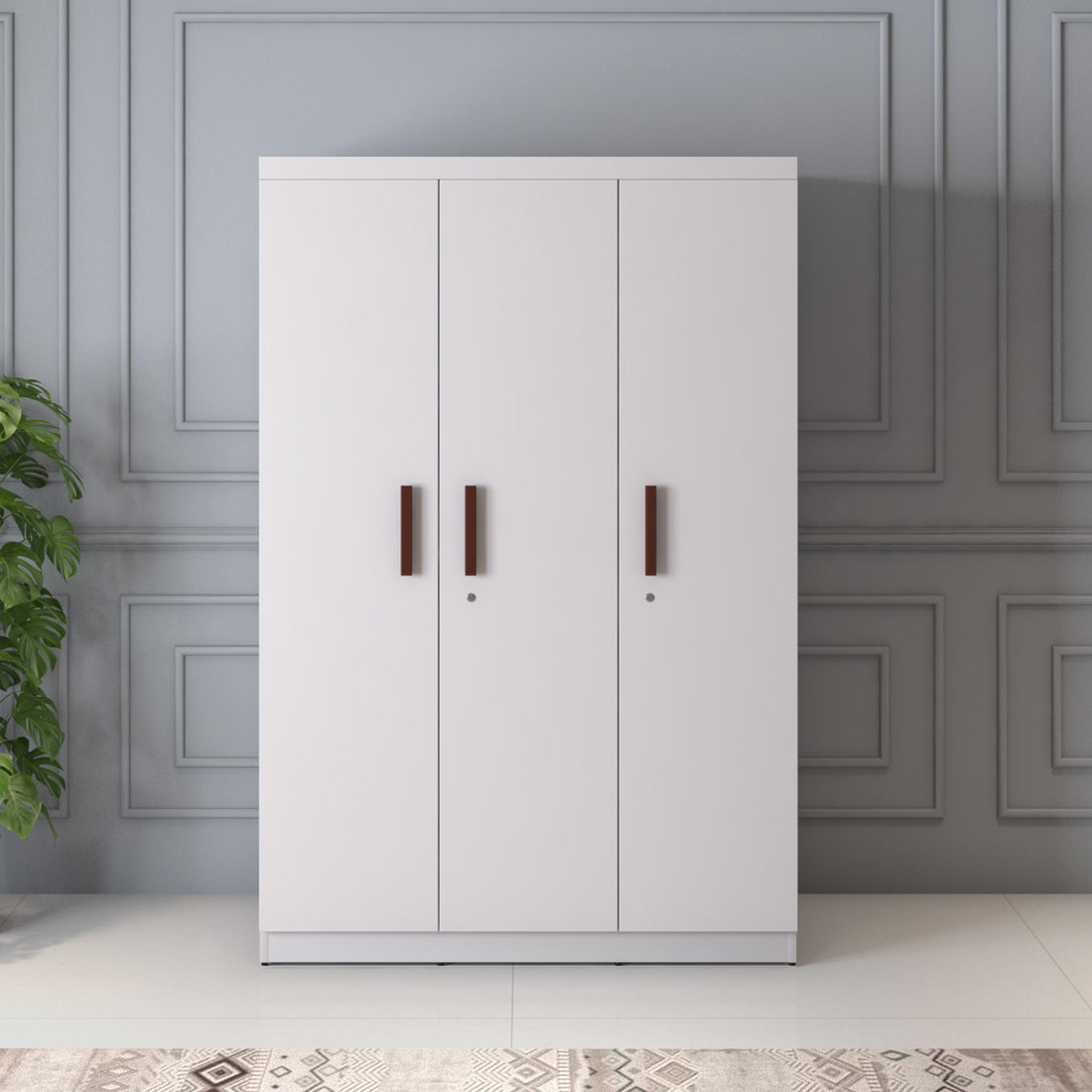 The Alabaster 3-Door Wardrobe in Frosty White
