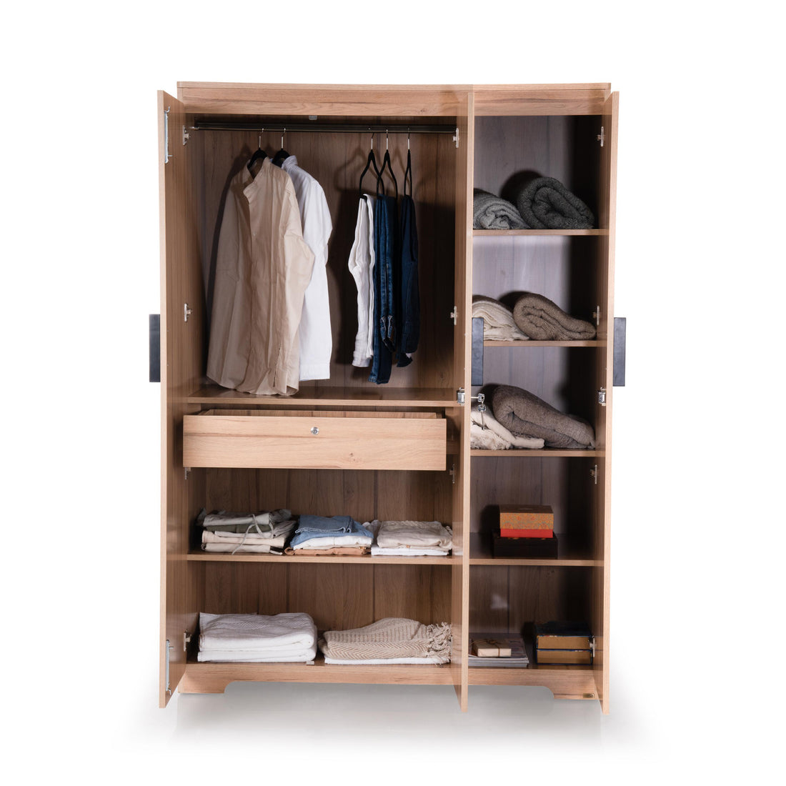 The Vienta 3-Door Wardrobe in Brentwood Oak