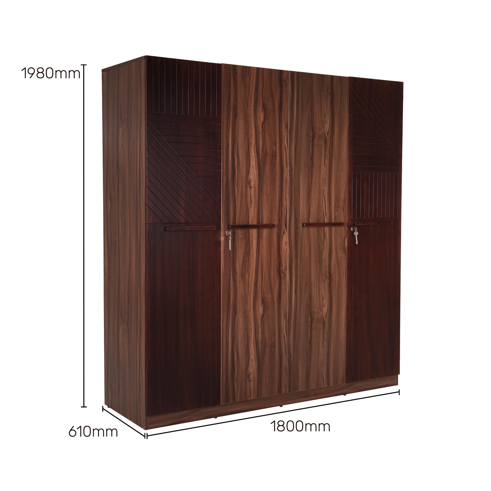 The Roma 4-Door Wardrobe in Walnut Veneer