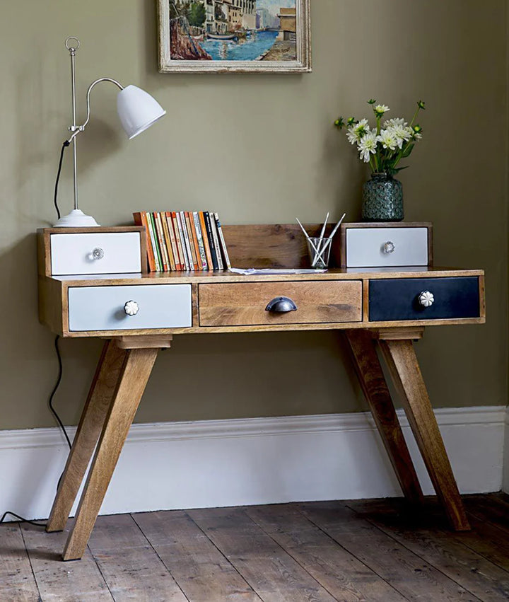 Albany Solid Wood Study Table With Five Drawers