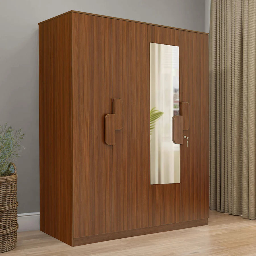 The Calipso 4-Door Wardrobe in Classic Plank Walnut