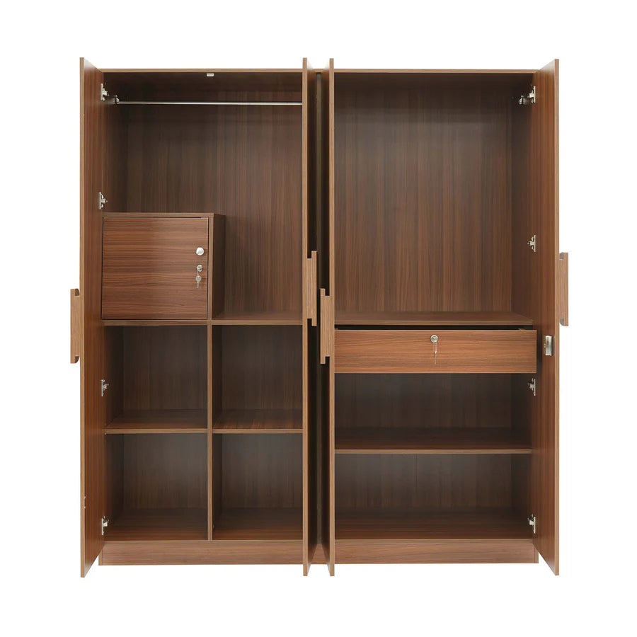 The Calipso 4-Door Wardrobe in Classic Plank Walnut