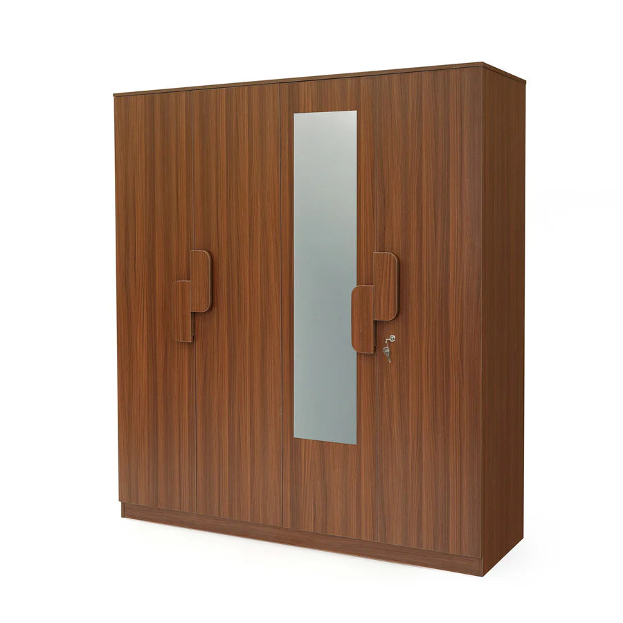 The Calipso 4-Door Wardrobe in Classic Plank Walnut