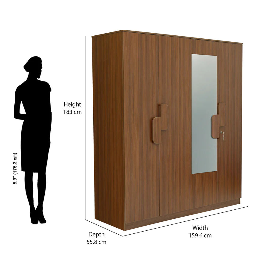 The Calipso 4-Door Wardrobe in Classic Plank Walnut