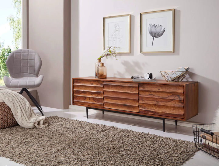Caen Solid Wood Tv Cabinet Iron Base