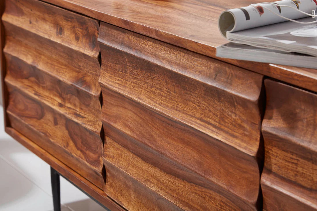 Caen Solid Wood Tv Cabinet Iron Base