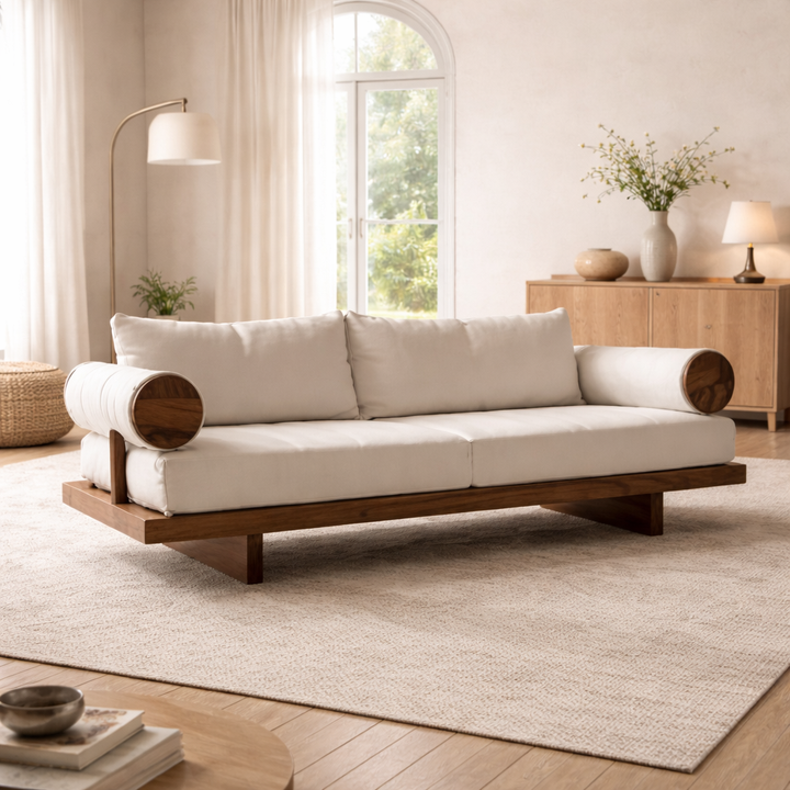 Swiss Wooden Plush Sofa