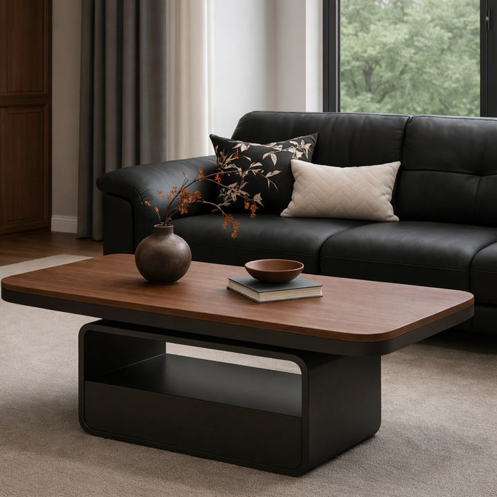 Sibaya Wooden Storage Center Table with wheels