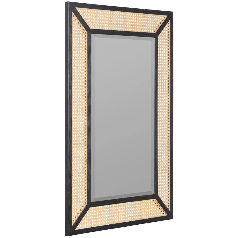 Rattan Mirror in Solid Wood