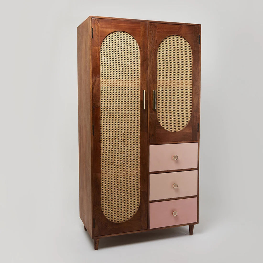 Rattan Solid Wood Wardrobe