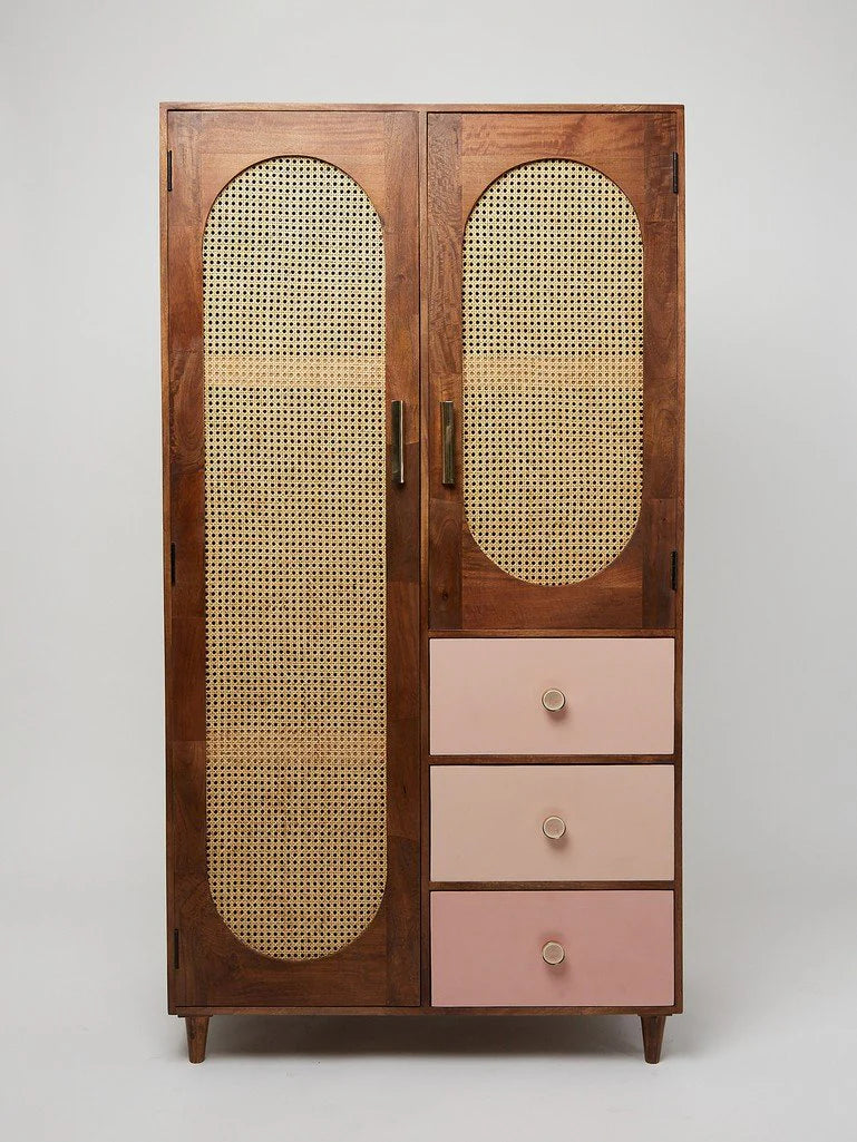 Rattan Solid Wood Wardrobe