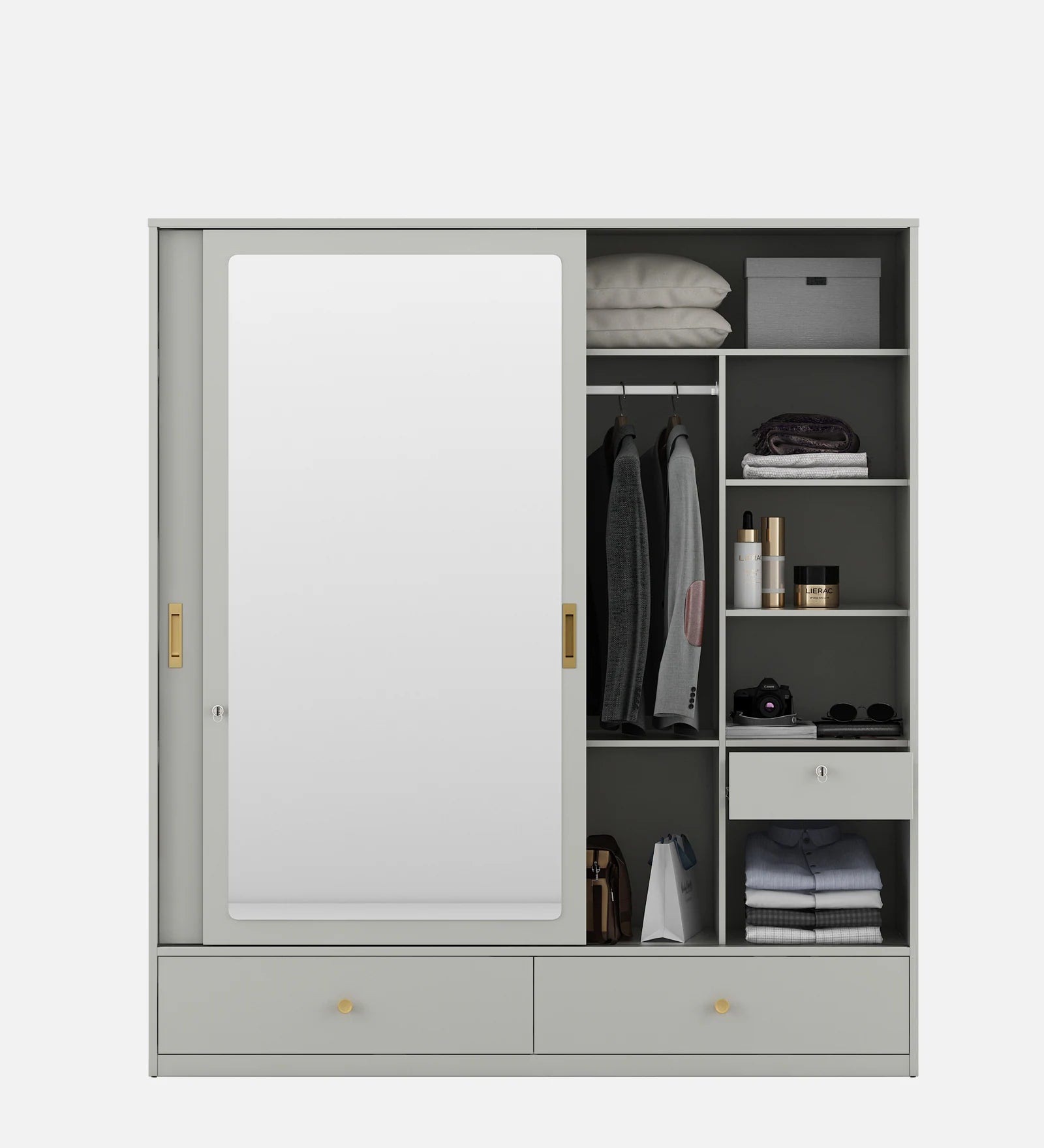 The Cascada 2-Door Sliding Wardrobe in Pumice Grey