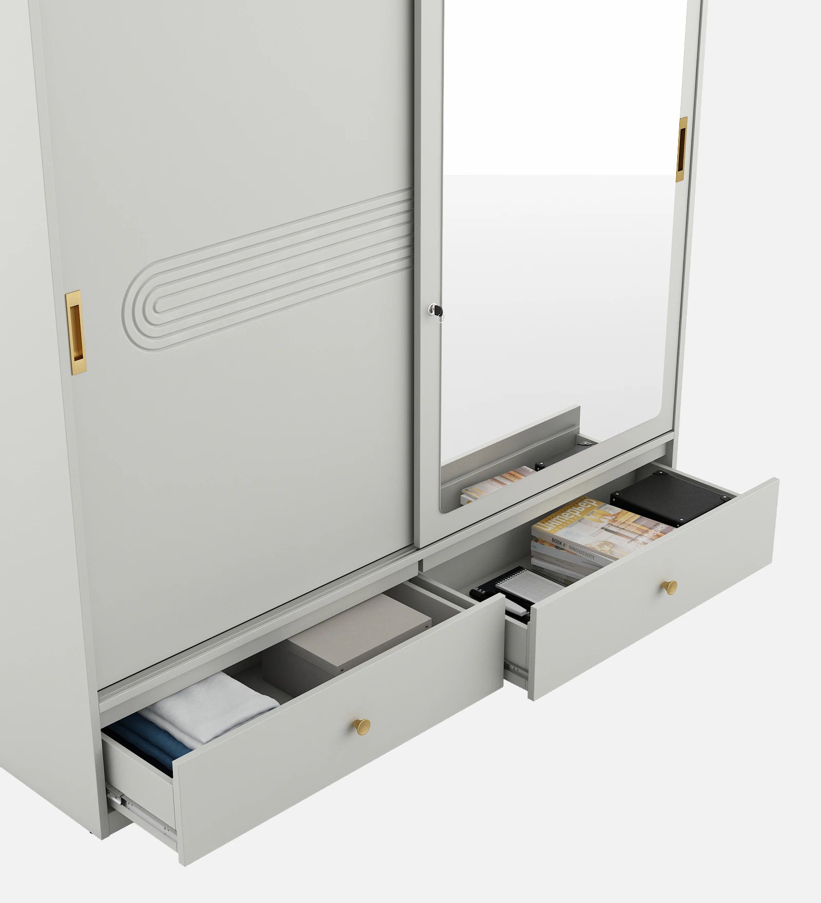 The Cascada 2-Door Sliding Wardrobe in Pumice Grey