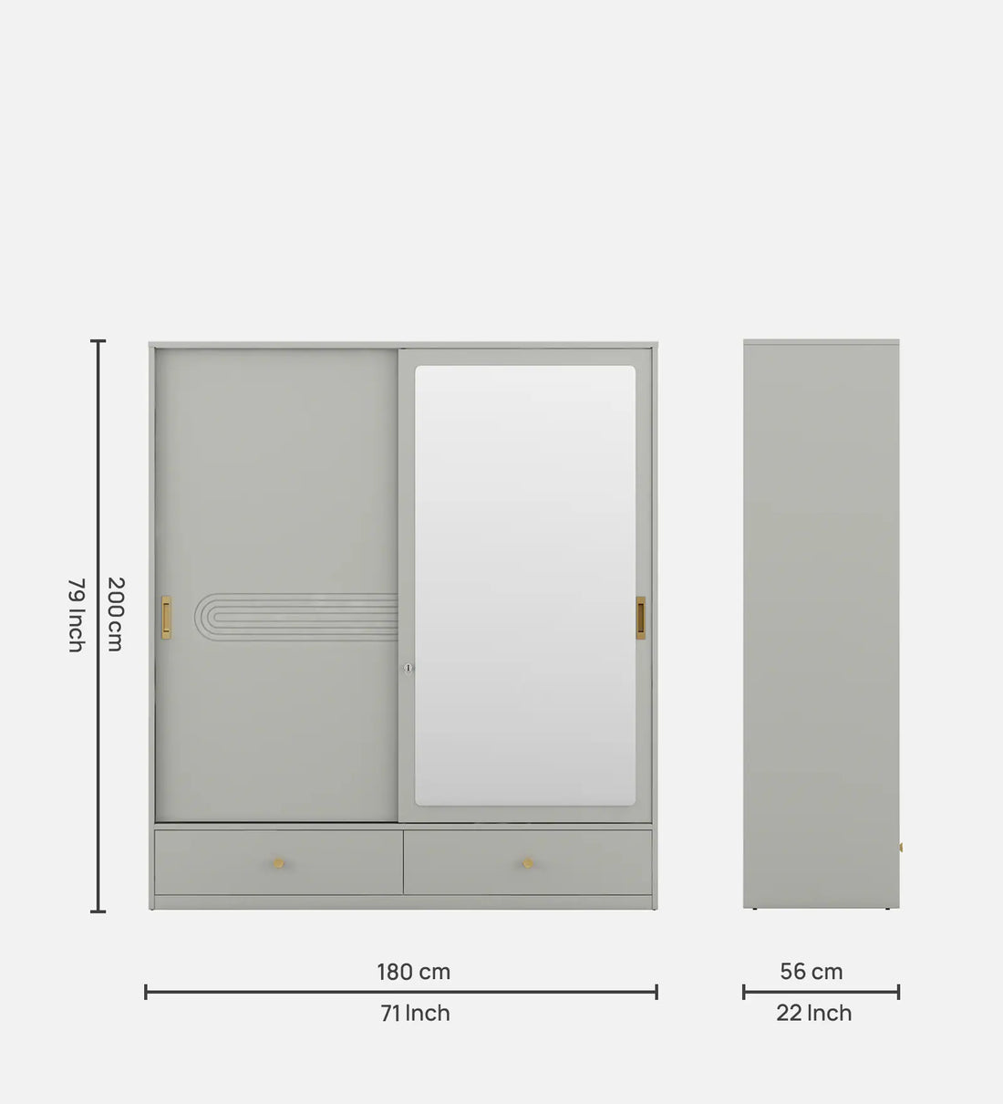 The Cascada 2-Door Sliding Wardrobe in Pumice Grey