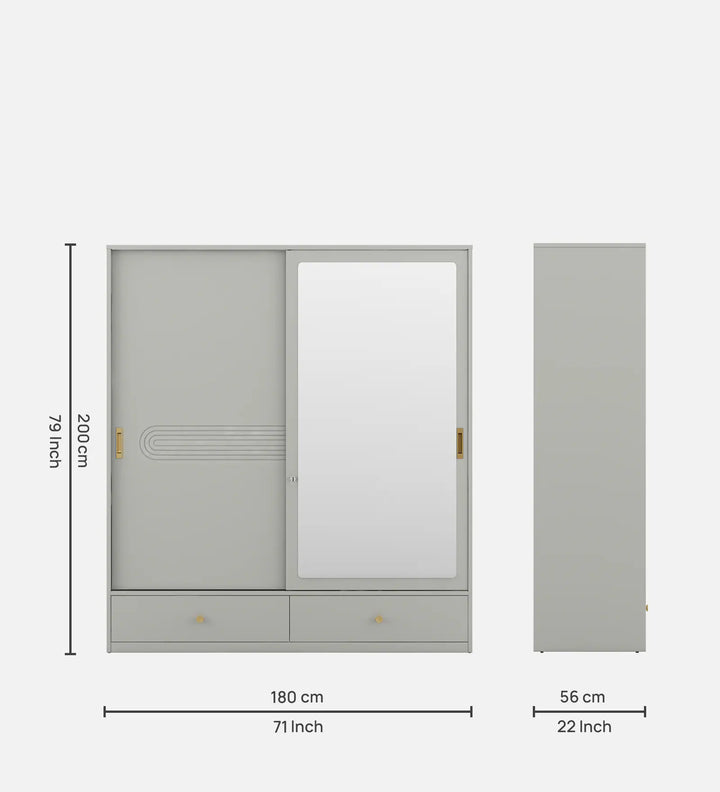 The Cascada 2-Door Sliding Wardrobe in Pumice Grey