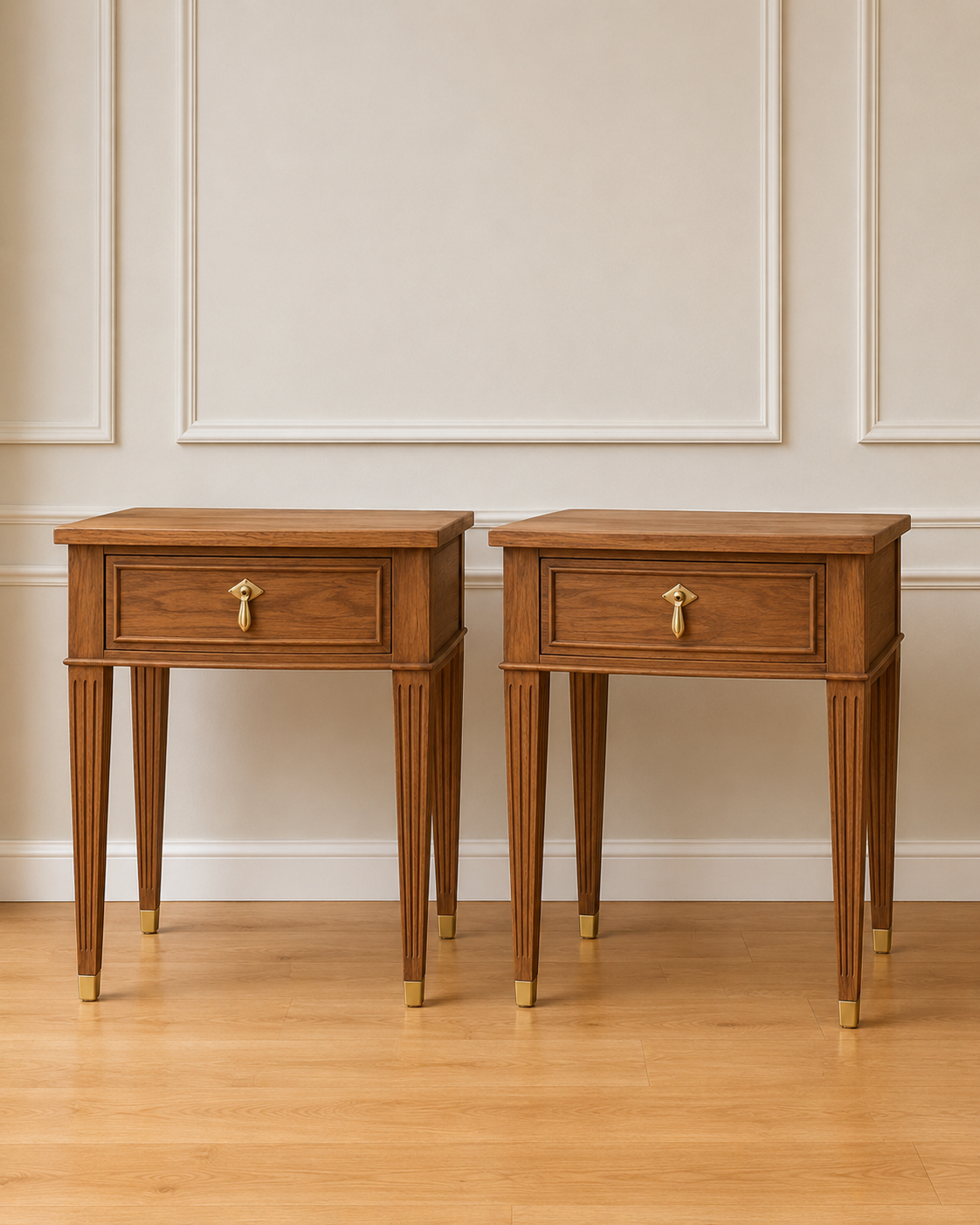 Solid Wood Classic Bedside Table with Drawer