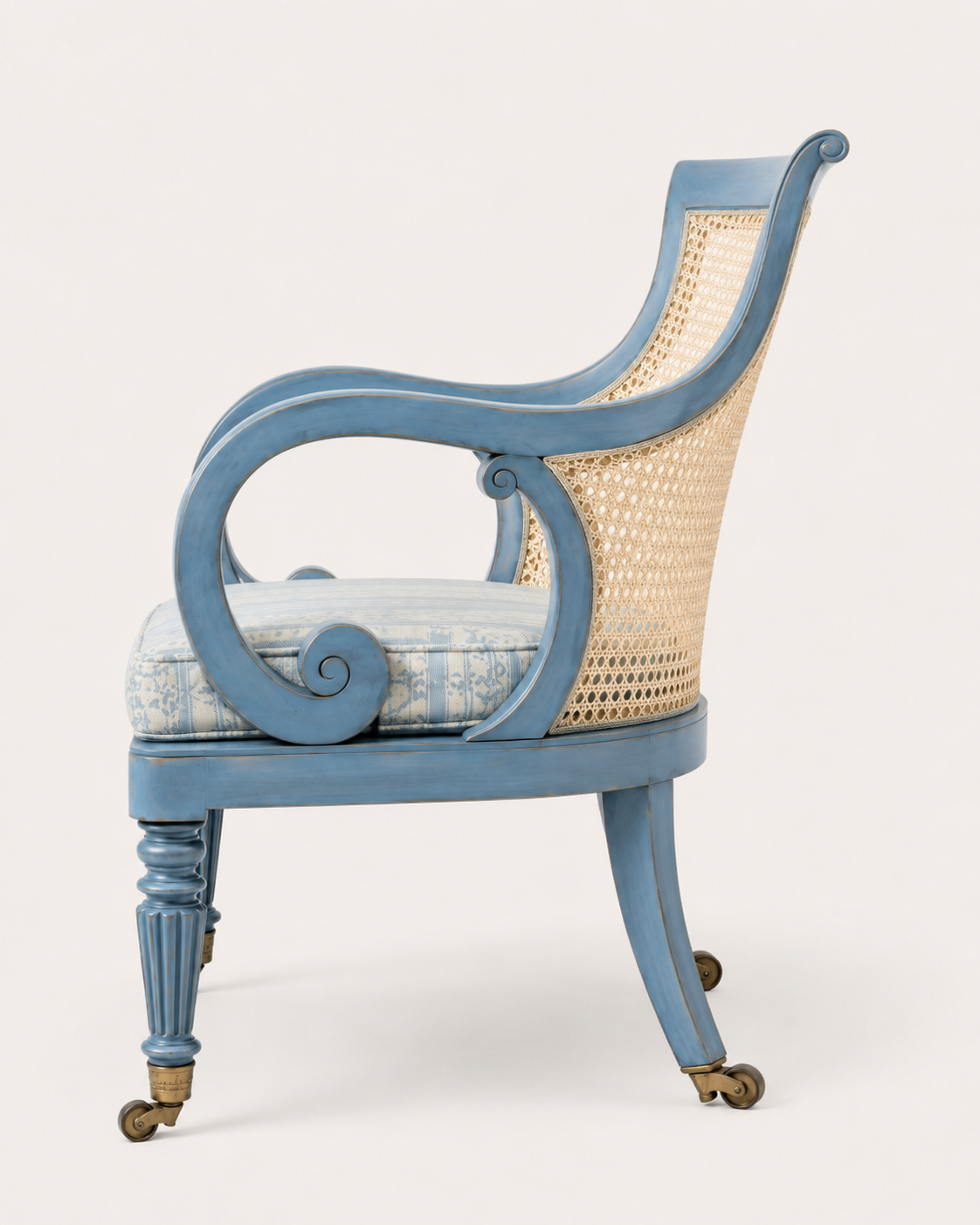 Classic Cane Back Lounge Chair with Scroll Arms