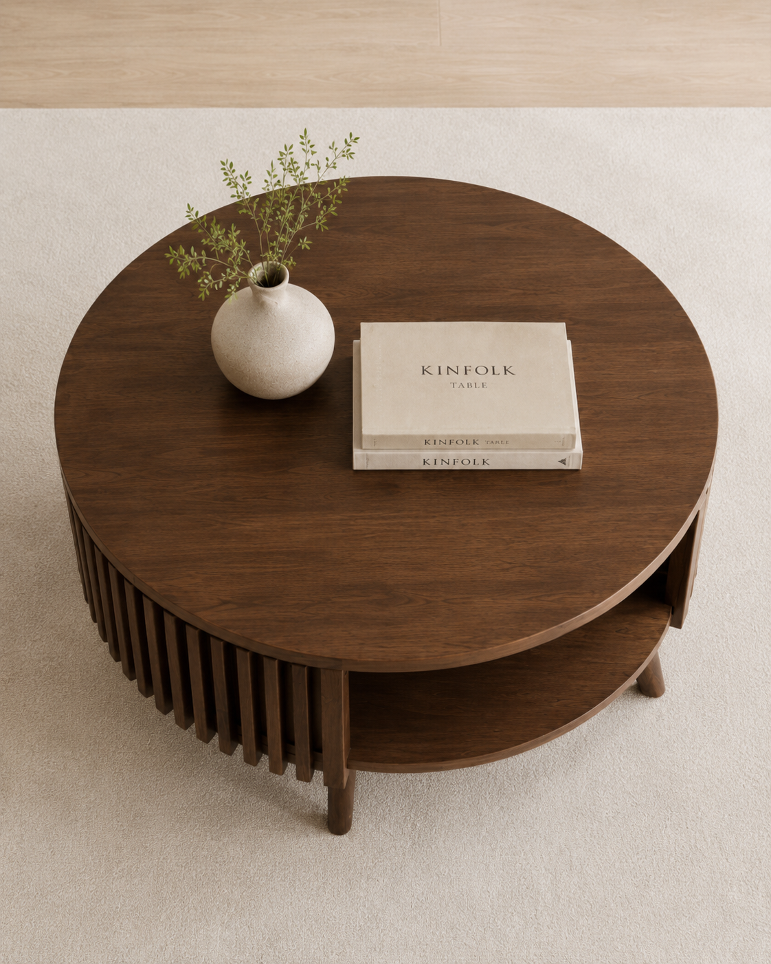 Luna Fluted Solid Wood Coffee Table