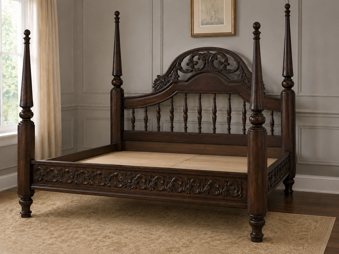 Regal Carved Four Poster Bed
