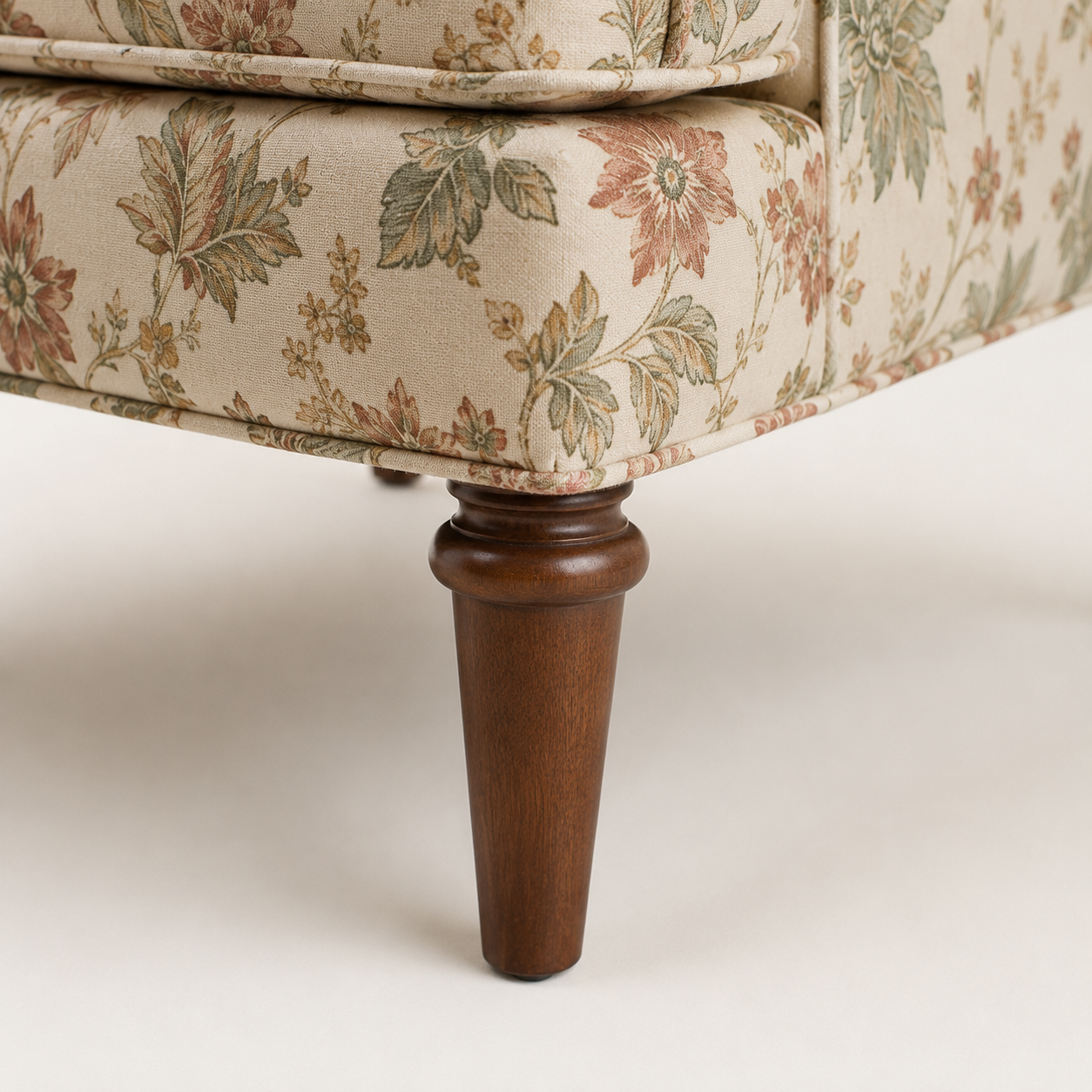Classic Floral Wingback Lounge Chair with Ottoman