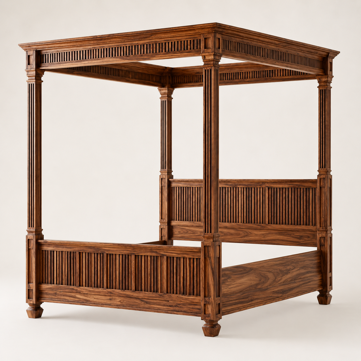 Modern Slatted Canopy Bed