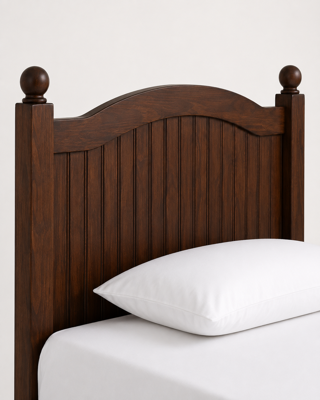 Classic Solid Wood Single Bed with Arched Panel Headboard