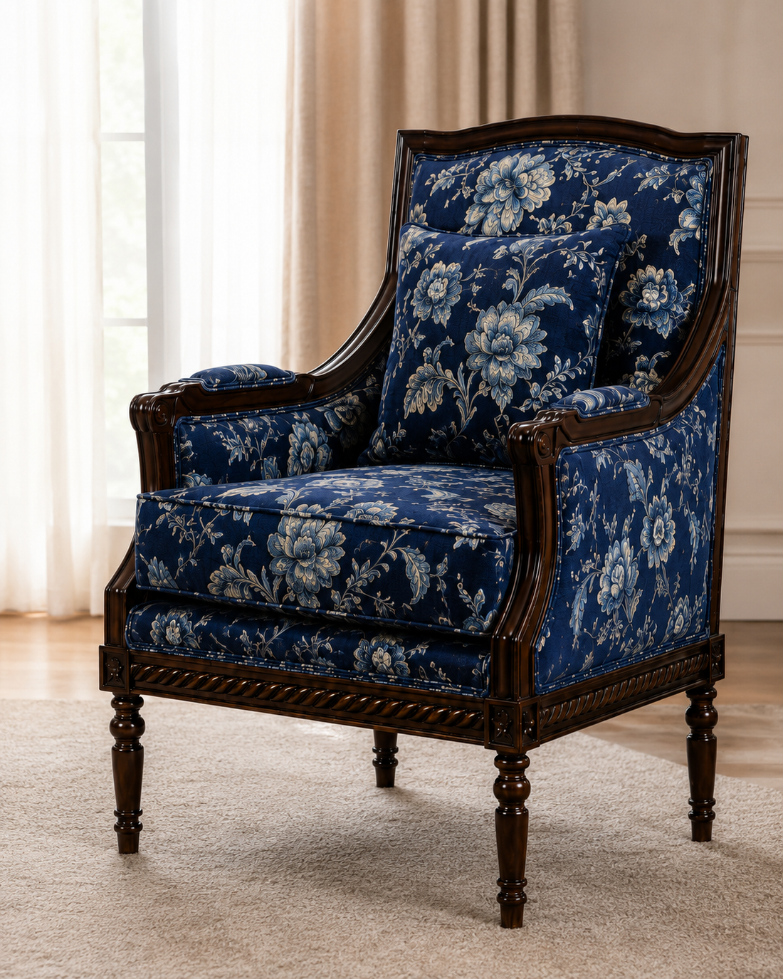 Heritage Floral Upholstered Lounge Chair