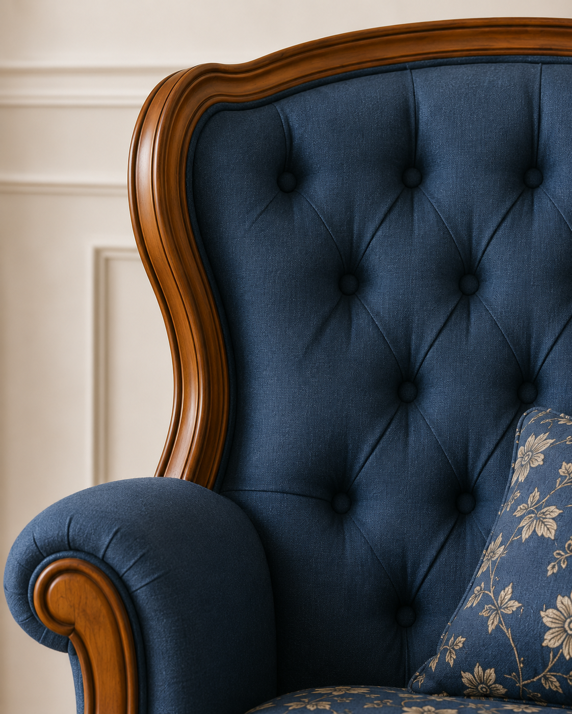Classic Tufted Blue Lounge Chair