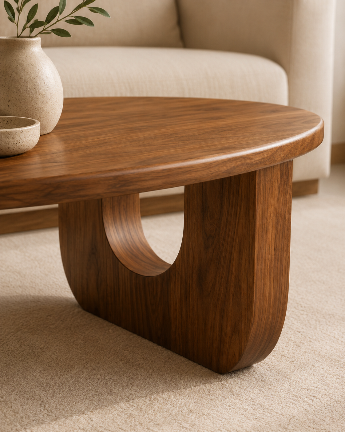 Elara Sculpted Solid Wood Coffee Table