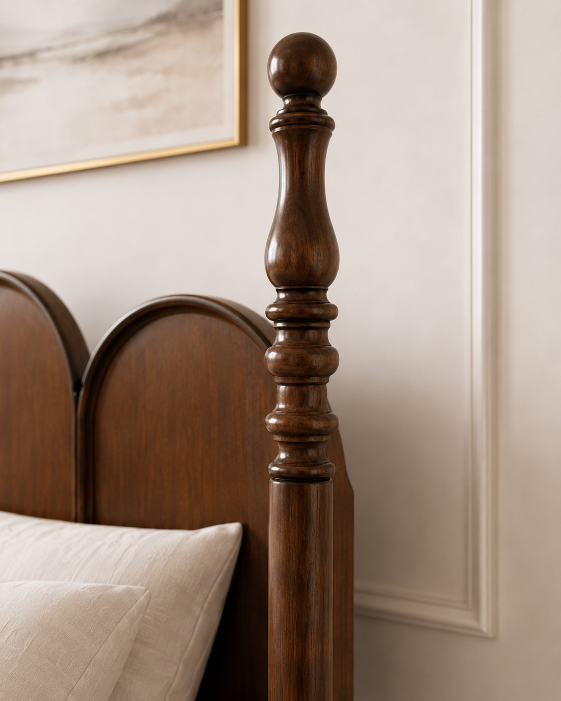 Walnut Arched Panel Bed