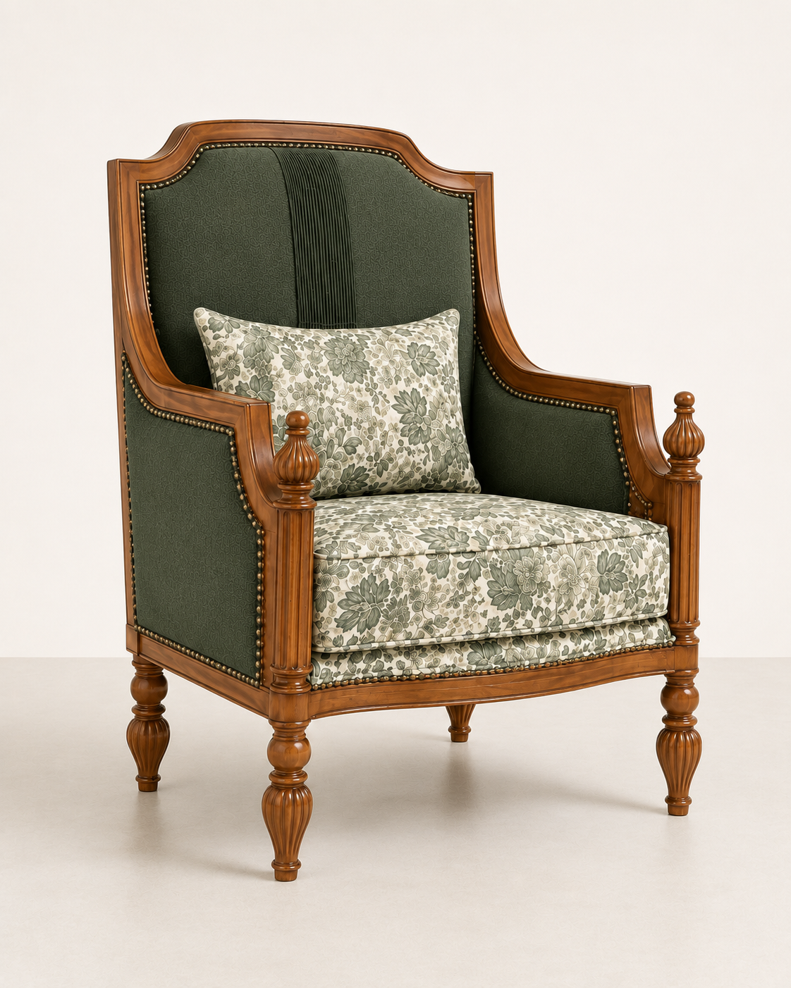 Traditional Floral Upholstered Accent Lounge Chair