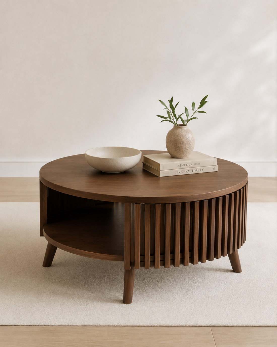 Luna Fluted Solid Wood Coffee Table