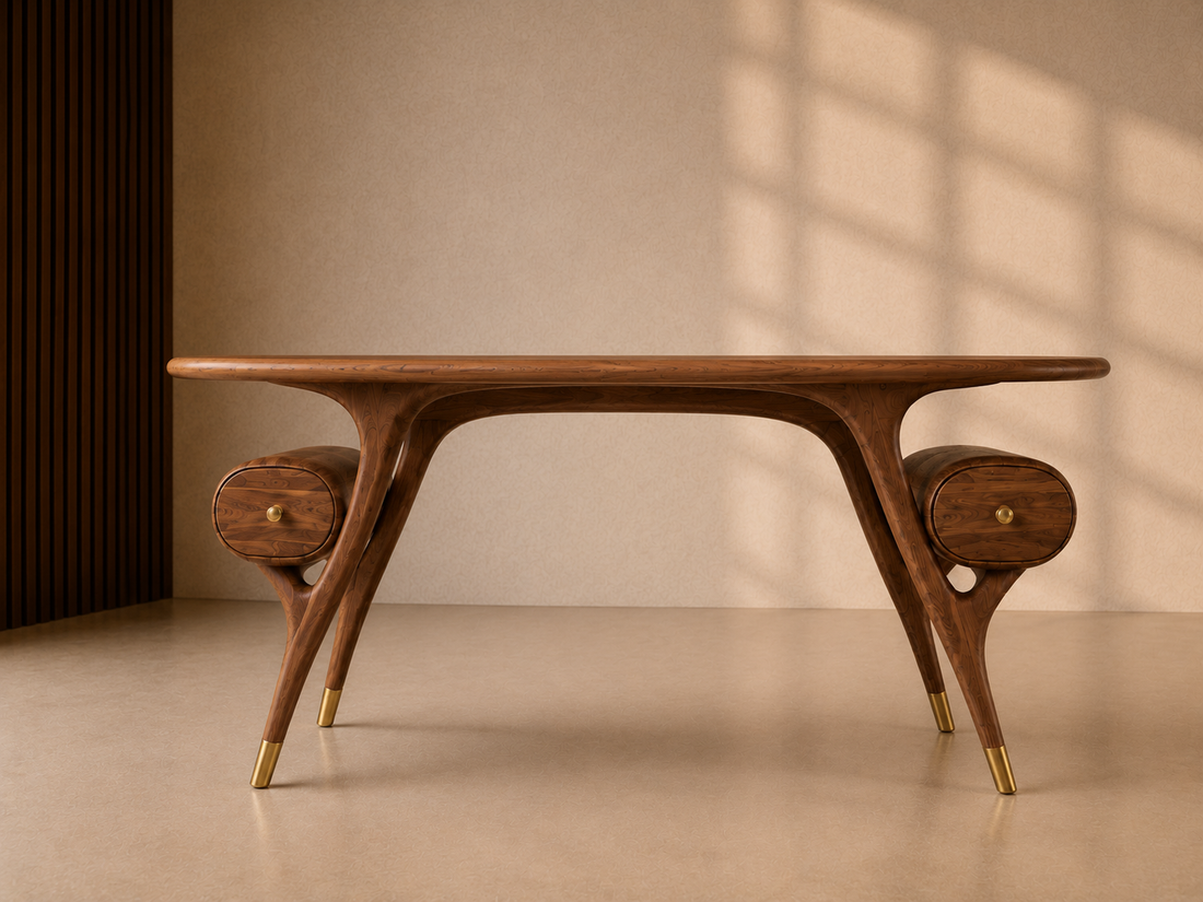 Solid Wood Oval Dining Table with Drawer Chairs