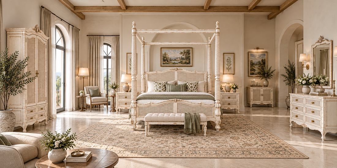 : Royal Haven Heritage Four Poster Cane Bed