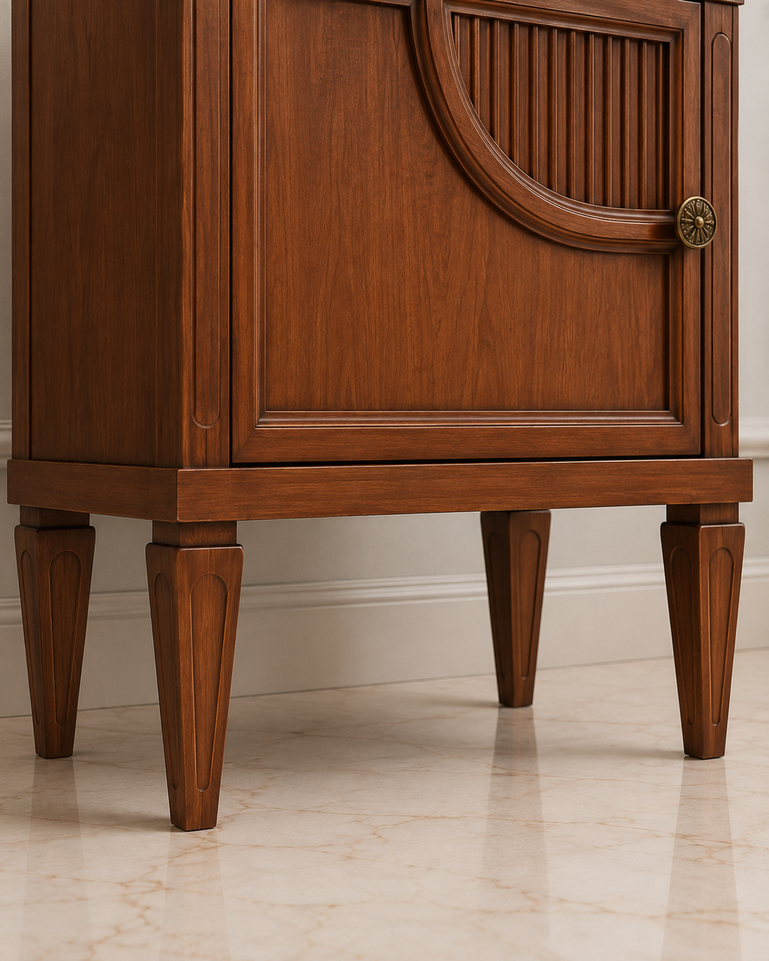 Classic Solid Wood Bedside Table with Designer Door