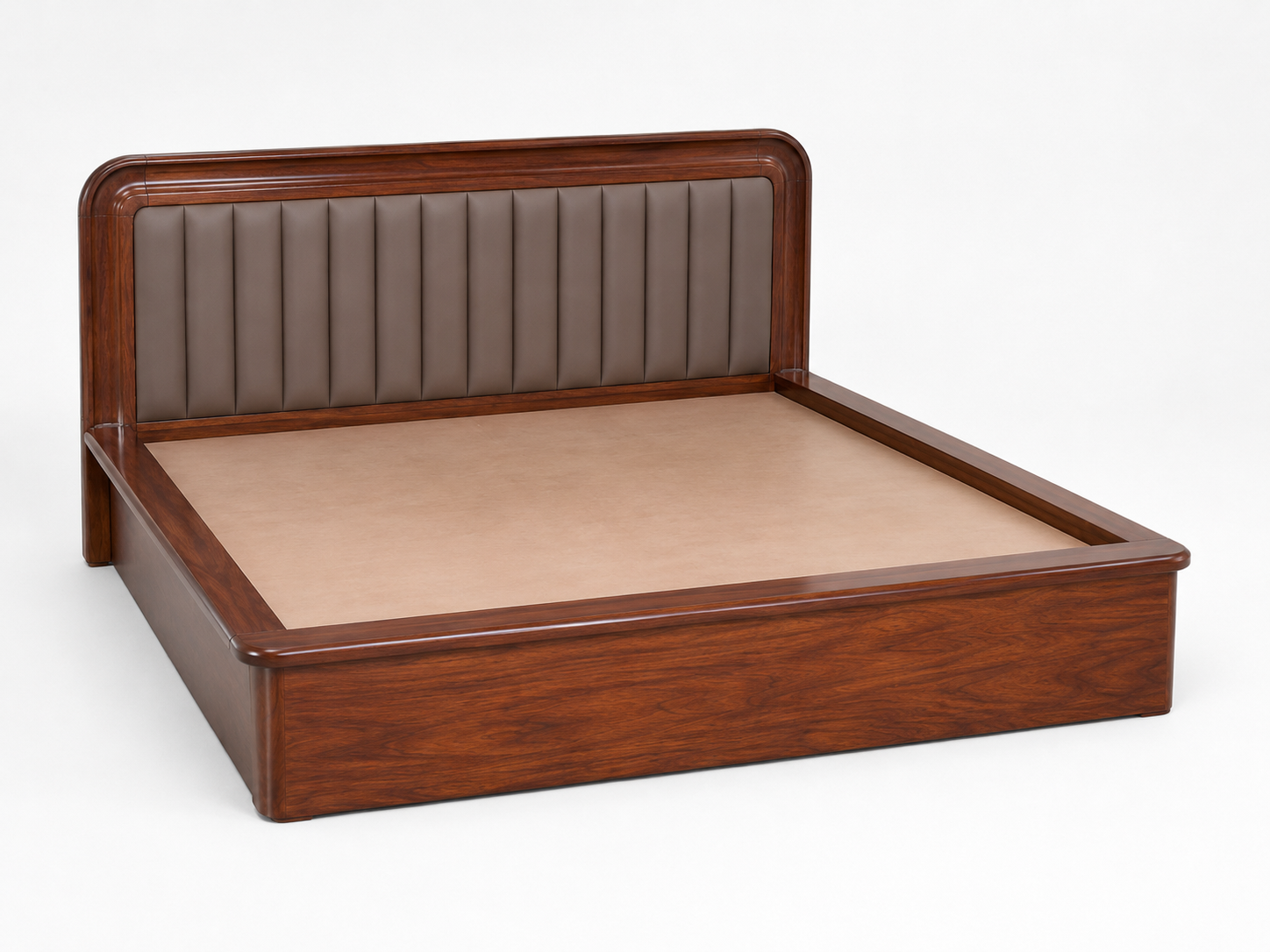 Contemporary Solid Wood Upholstered Panel Bed
