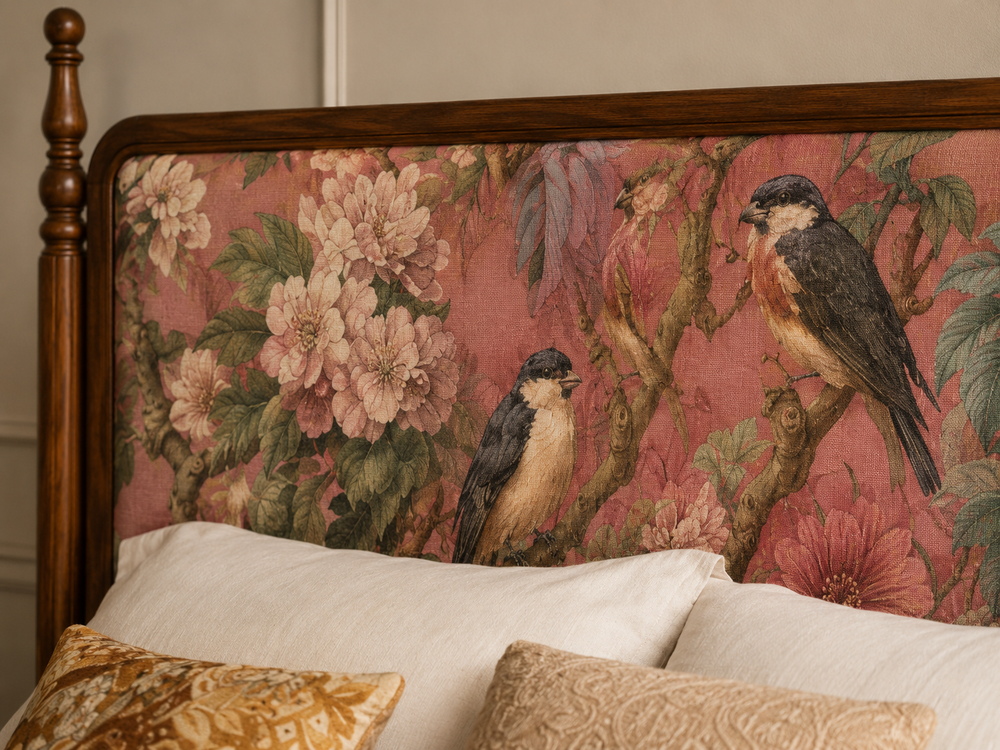 Heritage Upholstered Solid Wood Bed